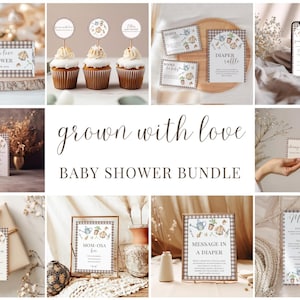 Grown with Love Farmer&#39;s Market Baby Shower Bundle | Locally Grown Baby Shower Invite | Complete Bundle | Editable Template | C003
