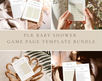 Printable Baby Shower Games | Resell Template | PLR | Private Label Rights | Canva Template | Digital Download | C002