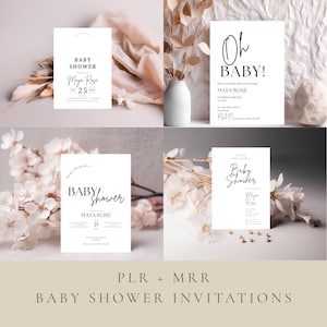 PLR Babypartyeinladungen | Wiederverkaufen Einladungen | Done For You Einladung Vorlagen | PLR Einladung | MRR Einladungen | C002