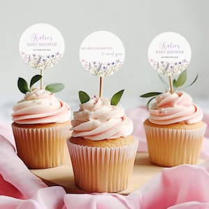 Enchanted To Meet You Baby Shower | Cupcake Topper | Swiftie Baby Shower | Digital Download | Butterfly Shower | Wildflower | C012