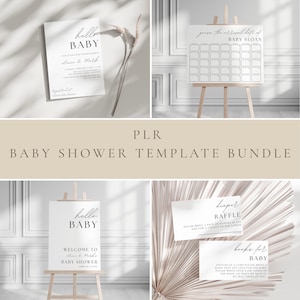 PLR Baby Shower Template Bundle | Invitations | Games | Signs | Party Favours | Cupcake Toppers | Digital Download | C002