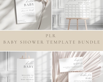 PLR Baby Shower Template Bundle | Invitations | Games | Signs | Party Favours | Cupcake Toppers | Digital Download | C002