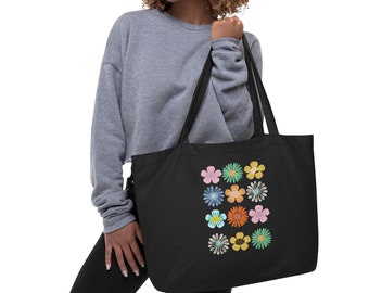 Multi Color Floral print large organic tote bag