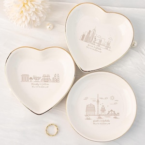 Portagioie personalizzato Skyline, portaanello City, portaanello Landscape, regalo personalizzato Skyline City, portaoggetti City Attractions, regalo di coppia