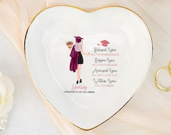 Personalized Graduation Jewlery Dish, Behind You All Memories, Graduation Ring Dish for Her, Class of 2026, Masters Degree Gift, Grad Party