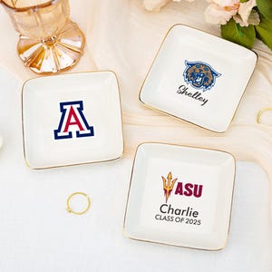 University Custom Trinket Ring Dish, Graduation Jewelry Dish, University Logo Ring Dish, Class of 2025 College Graduation Gift,Grad Keepsake
