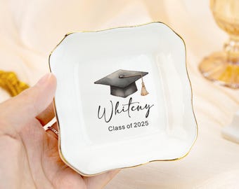 Personalised Graduation Ring Dish, Class of 2026 Jewelry Dish, Graduation Gift for Friend, College Graduation Keepsake, PHD Graduation Gift