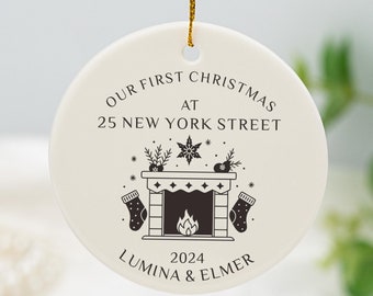 Adorno navideño para la primera casa nueva, Navidad personalizada en nuestra nueva casa, Adorno para la primera casa 2024, Recuerdo de la primera Navidad de una pareja en su nueva casa