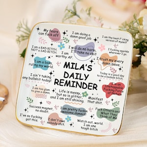 Personalisierte schwören Affirmationen Ring Schale, benutzerdefinierte Affirmation Trinket Schale für sie, inspirierend Zitat Schmuck Tablett, lustiges Geschenk für Freunde