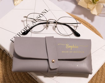 Personalized Leather Glasses Case, Sunglasses Box for Women, Bridesmaid Gift, Anniversary Gift, Mother's Day Gift, Gift for Her, Glasses Box