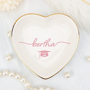 Plato de joyería de graduación personalizado, regalo de graduación para ella, regalo de la clase de 2025, plato de anillo personalizado para hija, regalo de fiesta de graduación, plato de baratijas
