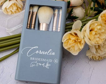 Personalized Makeup Brush Set with Mirror, Makeup Brush Box, Cosmetic Brush Organizer, Wedding Gifts, Bridesmaid Gift, Birthday Gift for Her