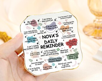 Personalized Swear Affirmations Ring Dish, Custom Affirmation Trinket Dish for Her, Inspirational Quote Jewelry Tray, Funny Gift for Friends