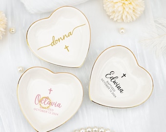 Personalised Jewelry Dish for Goddaughter, First Communion Gift Girl, Custom Baptism Gift, Christening Gift, Confirmation Girl Jewelry Dish