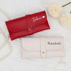 Custodia per occhiali in pelle personalizzata, scatola morbida per occhiali, regalo per damigella d'onore, custodia per occhiali da sole, bomboniere per feste di matrimonio, regalo di anniversario, regalo per lei