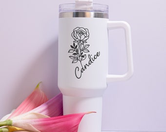 Personalized Tumbler with Name, Custom 40oz Tumbler with Handle & Straw, Travel Mug for Her, Bridesmaid Gift, Wedding Favors, Birthday Gift