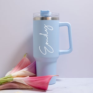 Personalized 40oz Tumbler With Handle Lid and Straw, Custom Cup with Name, Bridesmaid proposal, Gifts for Her, Corporate Custom Logo