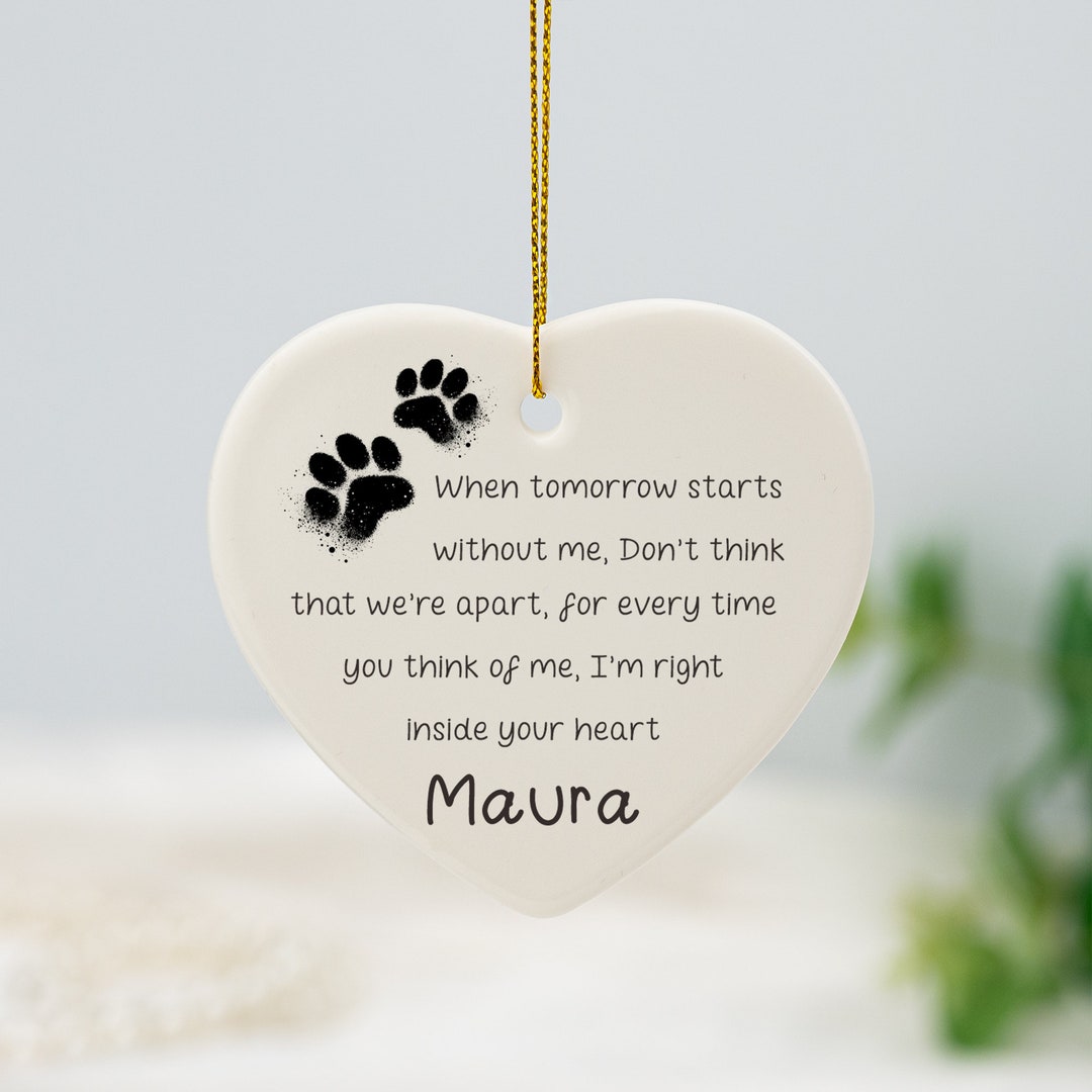 Personalised Pet Loss Memorial Plaque, Pet Paw Bauble With Memorial ...