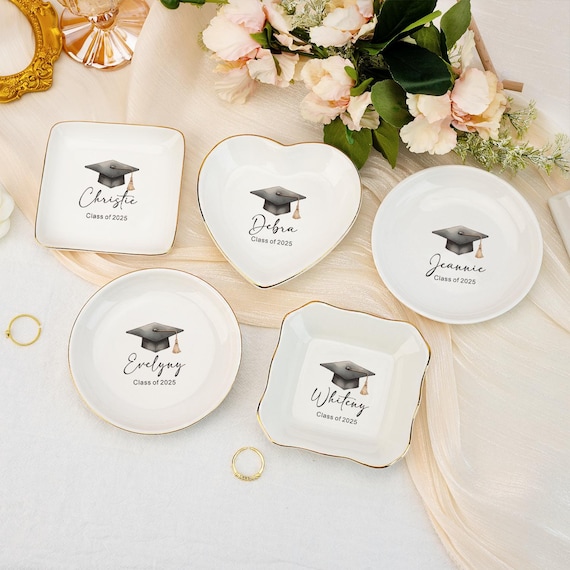 Personalized Graduation Gift, Custom Jewelry Dish, Class of 2026 College Graduation Gift for Her, Masters Degree, PHD Graduation Keepsake