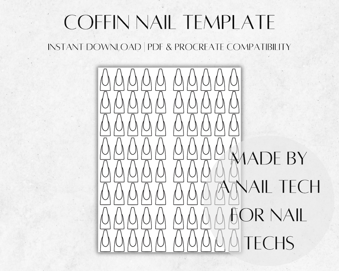 Coffin Nail Template Nail Design & Practice Template Digital Download Coffin Nail Template Nail Design & Practice Template Digital Download
