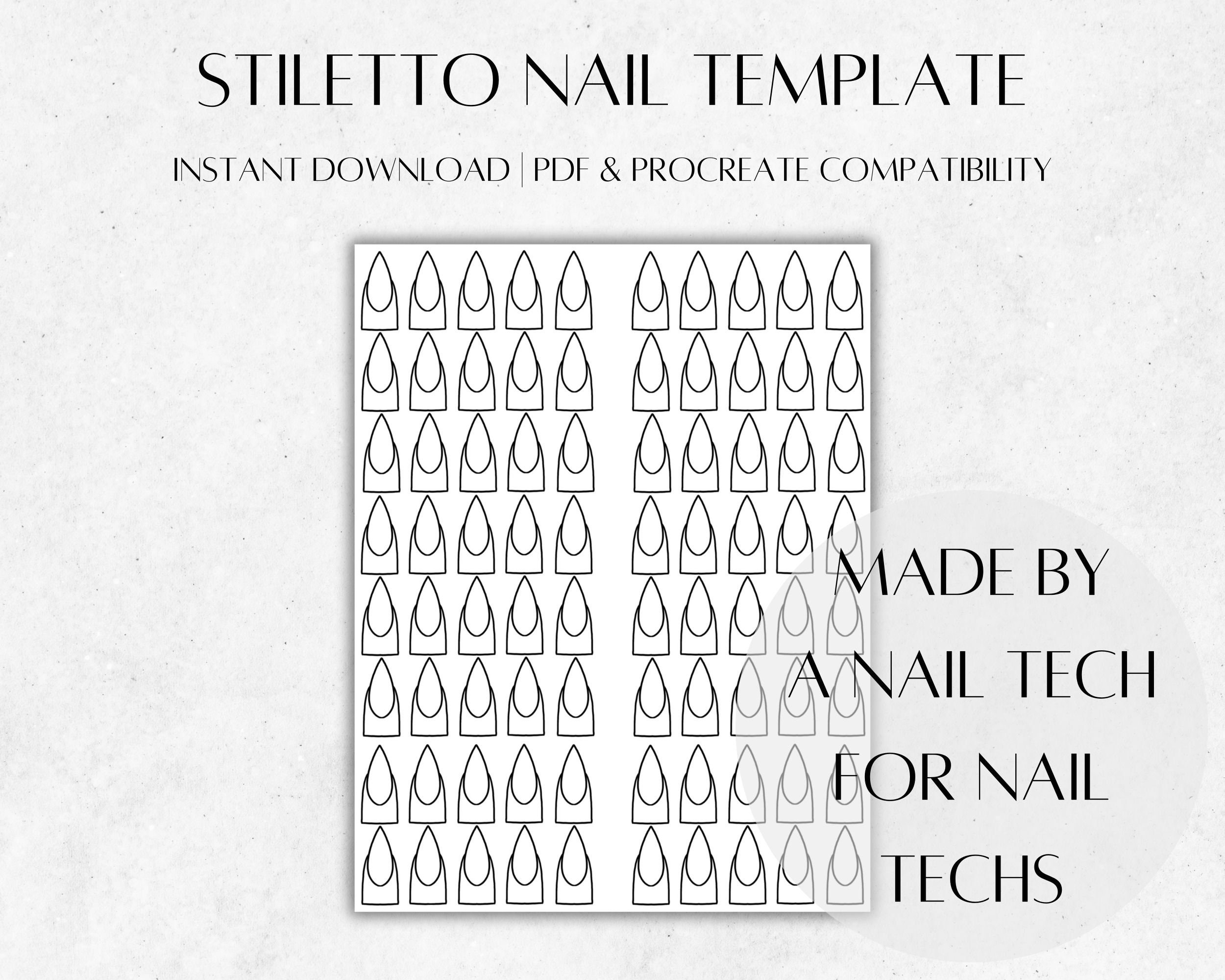 Stiletto Nail Template Nail Design & Practice Template Digital Download Stiletto Nail Template Nail Design & Practice Template Digital Download