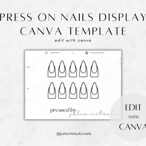 Plantilla de Canva de tarjeta de exhibición de uñas a presión personalizable, Herramienta de marketing de tecnología de uñas DIY, Diseño de exhibición de uñas imprimible, Inserto de uñas a presión