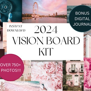 Kit de tableau Vision 2024 fichier numérique PDF manifeste, planificateur de tableau d'humeur imprimable, affirmations positives, fixation d'objectifs, téléchargement numérique FREEBIE
