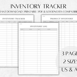 Registro de inventario editable/Imprimible (Carta EE. UU. y A4) (PDF)