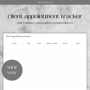 Printable Client Appointment Tracker | Goodnotes Compatible |  Printable Appointment Log.