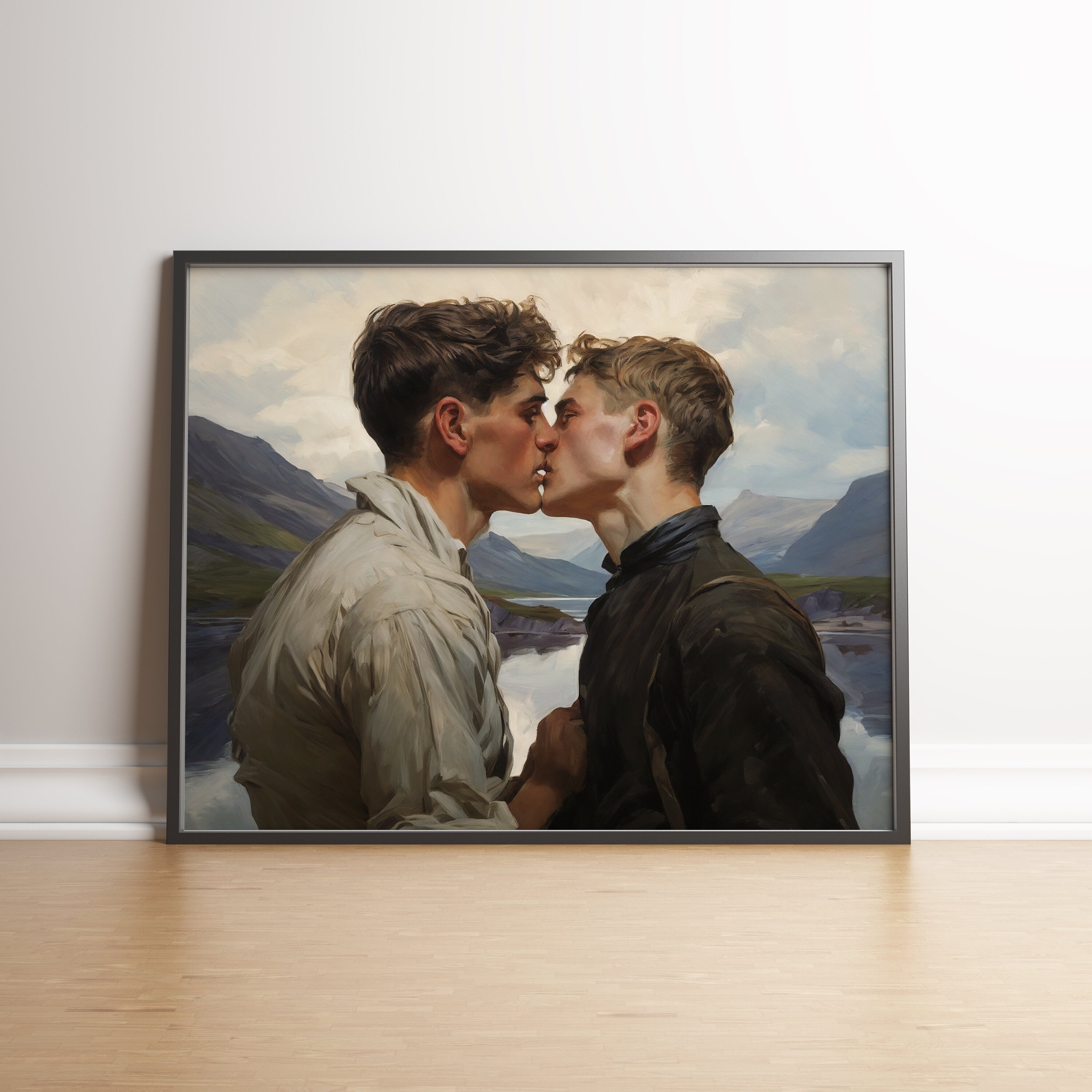 Gay Art Painting, Original AI Male Painting, Fine Art Print, Oil ...