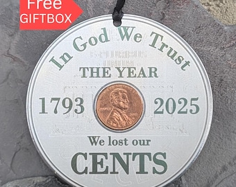 Penny Ornament letztes Jahr Penny Ornament Erbstück Qualität Weihnachtsschmuck Andenken Edelstahl Ornament Geschenk für Büro 2025 Ornament