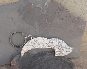 individuell gravierte Messer Schlüsselbund geometrische Schädel gravierte Messer Geschenkidee EDC Messer für Schlüssel personalisiertes Geschenk für Jungen und Mädchen