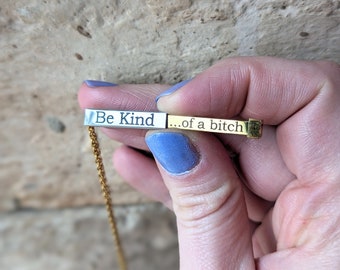 Custom engraved necklace sarcastic be kind jewelry matching best friend gift idea funny mother's day minimalist gift idea nurse gift idea