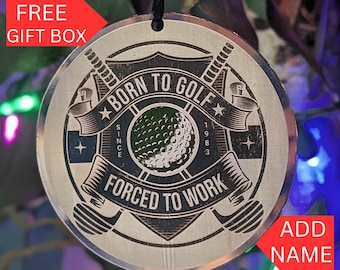 Golf Ornament für Weihnachten Golfliebhaber Geschenkidee Andenken Golfgeschenk für Papa unzerbrechliches Edelstahlverzierung Erbstück Qualitätsgeschenk