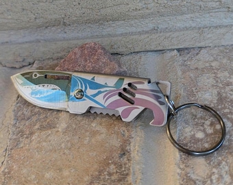 Kompaktes Messer Schlüsselanhänger Hai Design gravierte Messer Geschenkidee maritimes Messergeschenk EDC Messer für Schlüssel anpassbares Geschenk für Weihnachten