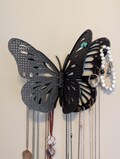 Gothic jewelry hanger black butterfly organizer with earring display spooky butterfly necklace holder witchy vibes jewelry organizer gift