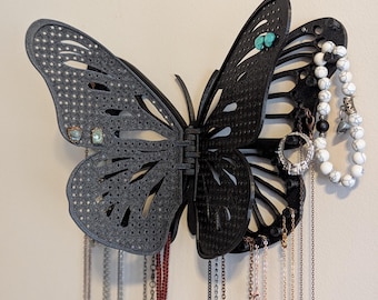 Gothic Schmuck schwarz Schmetterling Schmuck Organizer mit Ohrring Display gruselige Schmetterling Halskette Halter witchy vibes Schmuck Organizer Geschenk