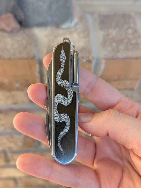 Utility knife customized keychain snake design gift idea nature themed knife gift EDC utility knife for keys customizable gift for husband