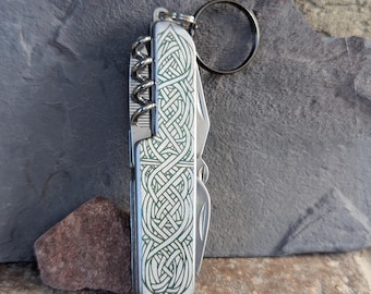 Keltischer Knoten Gebrauchsmesser Schlüsselbund personalisiertes graviertes Messer Geschenkidee irisches Messergeschenk EDC Messer für Schlüssel kundengerechtes Geschenk