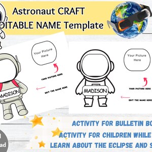 Astronaut Name Craft: Solar Eclipse Activity (Digital Download)