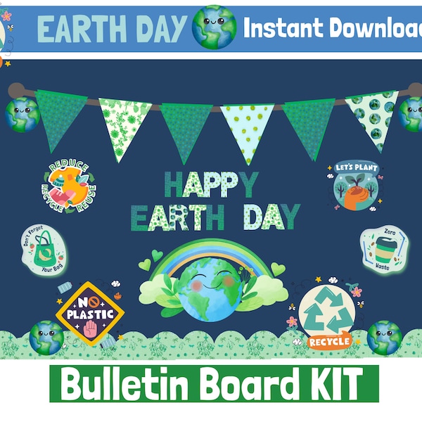 Earth Day Bulletin Board Kit, Letters, Borders, Banner April Printable,  Bulletin Board for Classroom Decor, Decorations for Classroom