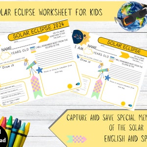 Solar Eclipse Worksheet for Kids: Classroom Activity (Digital Download)