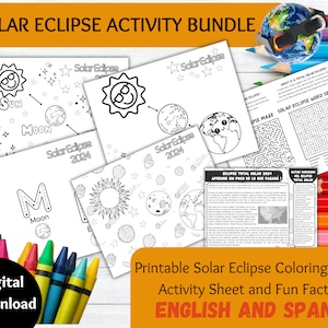 Solar Eclipse 2024 Activity Bundle, Solar Eclipse Coloring Pages, Solar Eclipse Worksheet Classroom, Solar Eclipse Activities for Kids