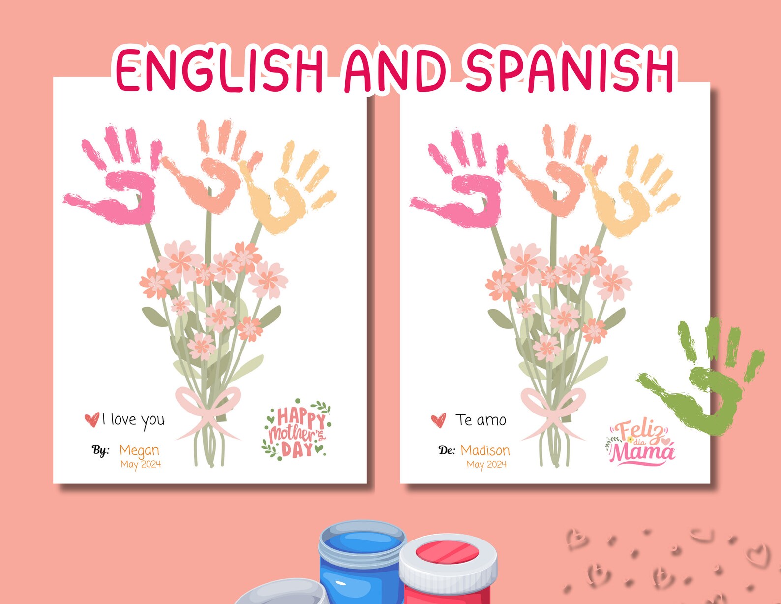Mother's Day Flower Printable | Bouquet, Kids' Handprint Keepsake ...