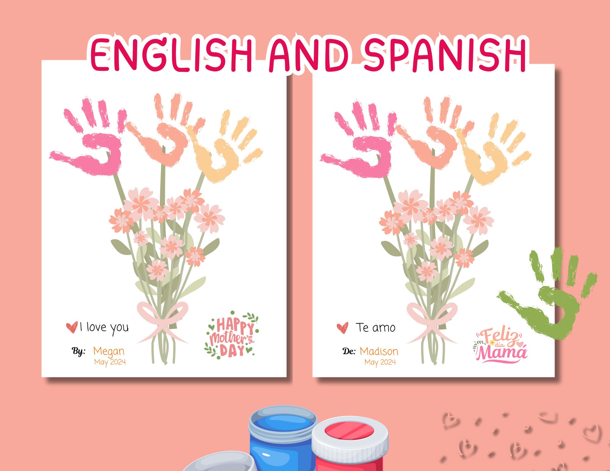 Mother's Day Flower Printable | Bouquet, Kids' Handprint Keepsake ...