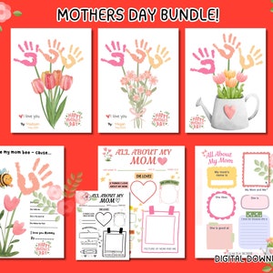 Paquete imprimible para el Día de la Madre / Recuerdo de huellas de manos para niños / Recursos para maestros y padres / Manualidades para niños de preescolar y jardín de infantes