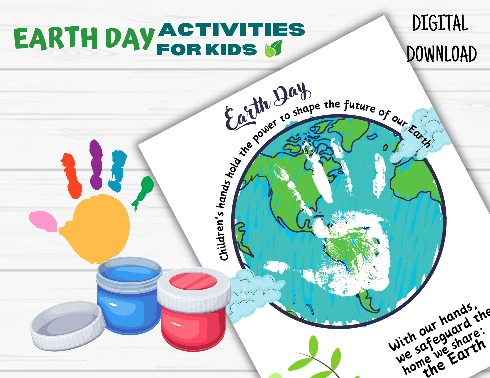 Earth Day Handprint Art: Kids Activity, Preschool Craft (digital ...