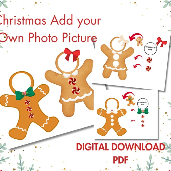 Christmas Add your Own Photo Picture | PDF Ginger Bread Boy & Girl Add Photo | Class Decor Christmas Bulletin Board, Activities for Kids