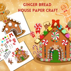 DIY Gingerbread House Craft: Christmas Printable Kit (PDF)