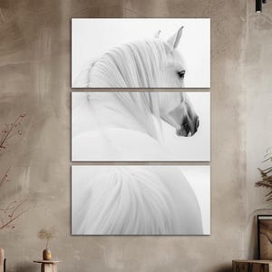 White horse horse portrait canvas wall art Farmhouse decor Horse art print Minimalist wall art Aesthetic large wall art Housewarming gift